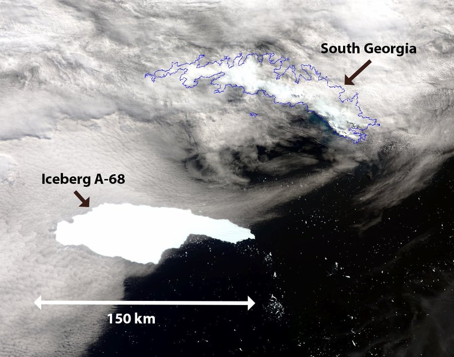 Maior iceberg do mundo ameaça importante reserva ambiental no Atlântico Sul - 1